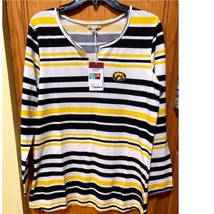 Iowa Hawkeyes Striped Long Sleeve Top Women NWT Sz M Relaxed Fit Tunic Casual